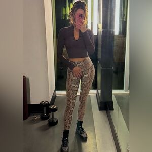 True Religion Brown and Black Leggings with Snakeskin Pattern